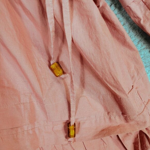 Madewell Dress Women's Small Coral Crinkle Wrap Tiered Pleated A-Line Prairie - Picture 6 of 12